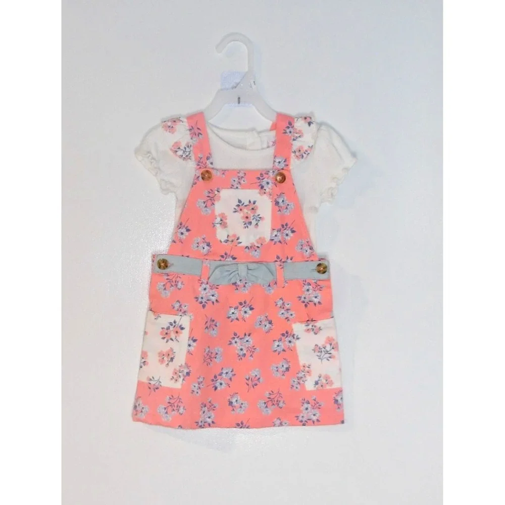 Little Lass Youth Girls Size 3T Jumper Set Dress and Shirt Outfit Pink /Blue